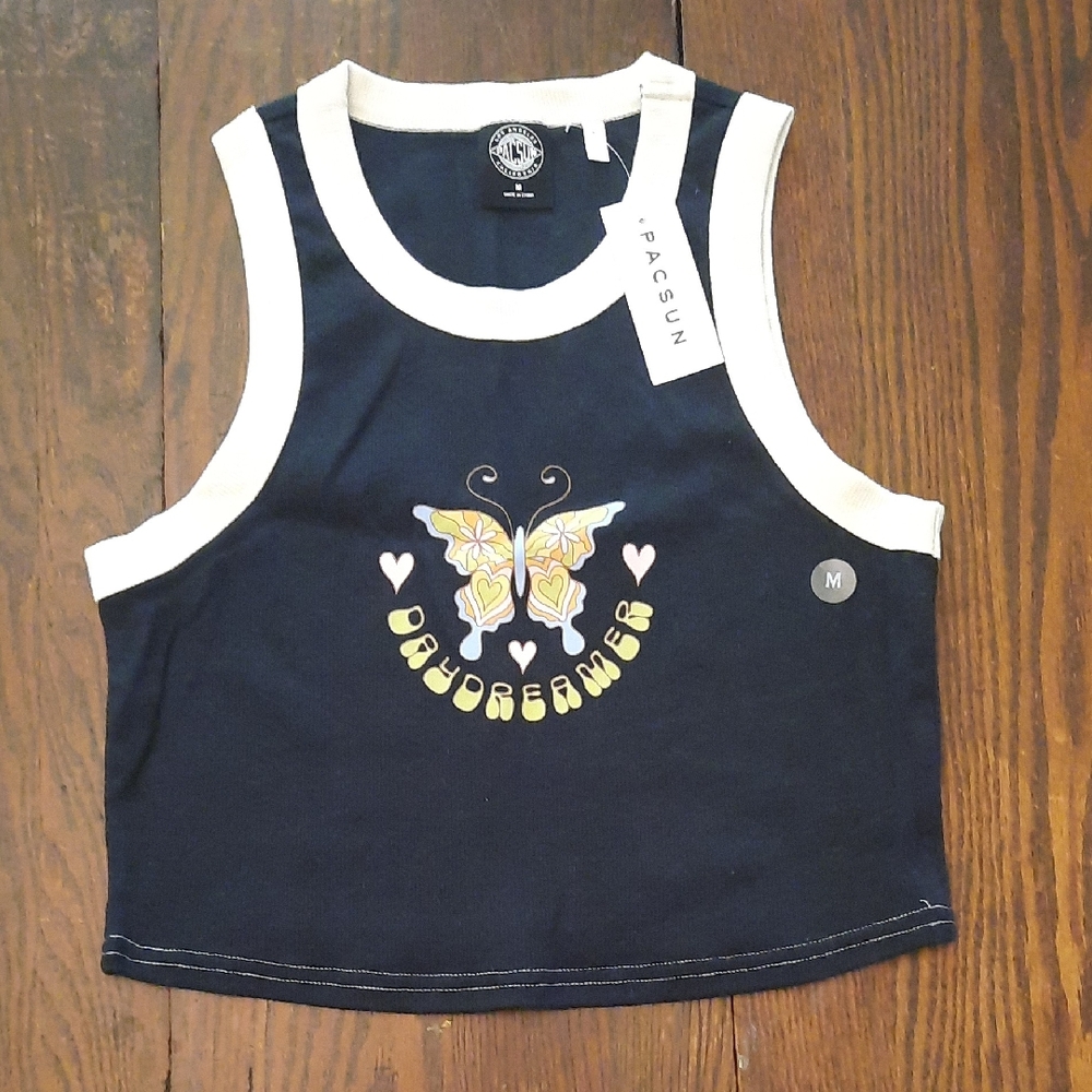 🦋PacSun Blue and White Athletic Tank Tops Moisture-Wicking Sleeveless